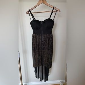 Black and gold high/low dress